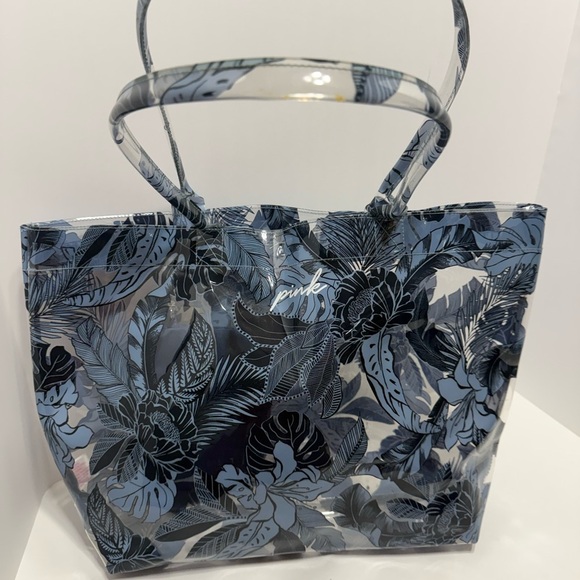 PINK Victoria's Secret Handbags - Pink Victoria's Secret Clear Floral Tote Bag, With Detachable Makeup Bag. Chic